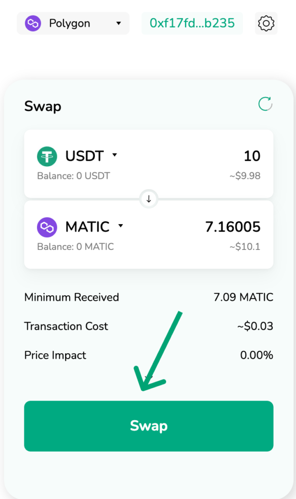 Click "Swap"