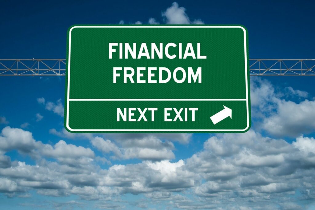 inscription - financial freedom, next exit turn right