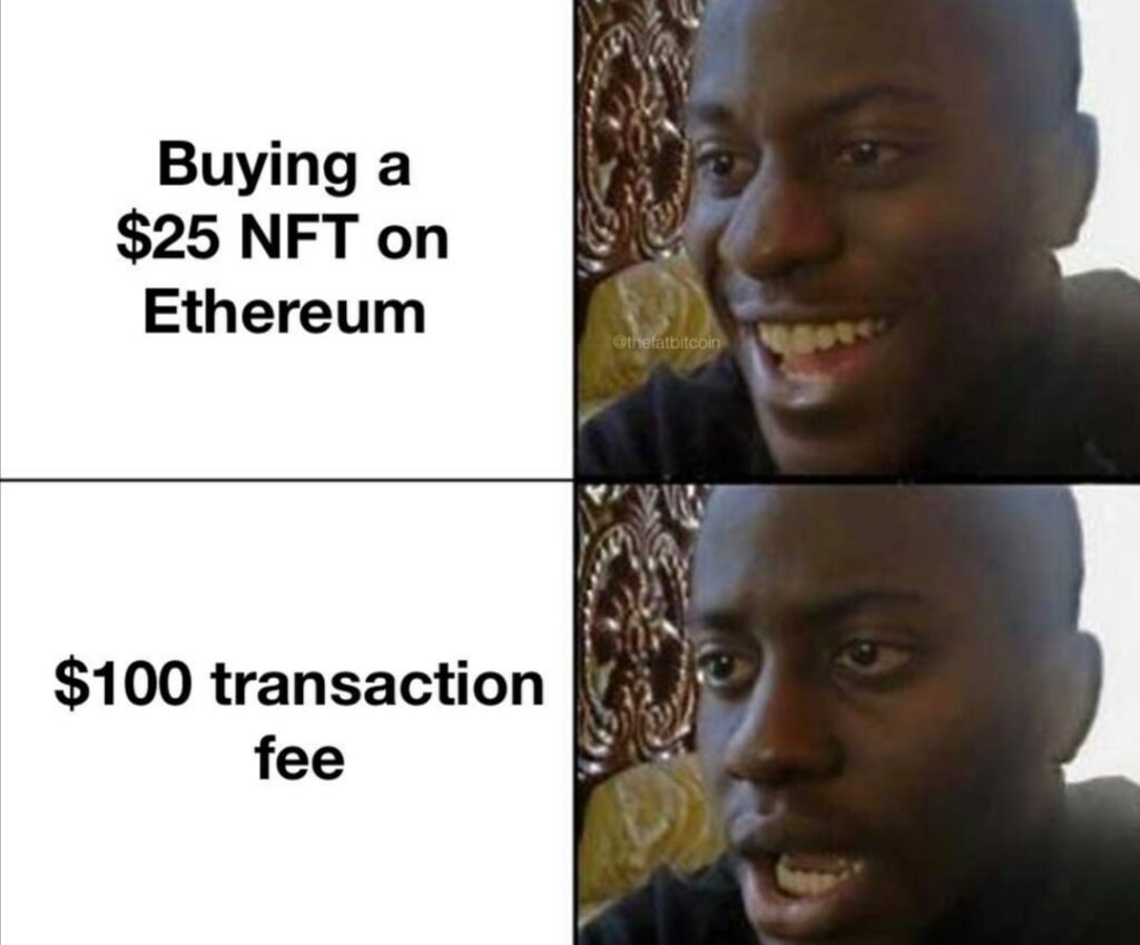 nft blockchain etherium high fee gas meme