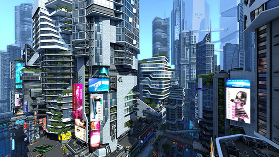 futuristic city with nft arts